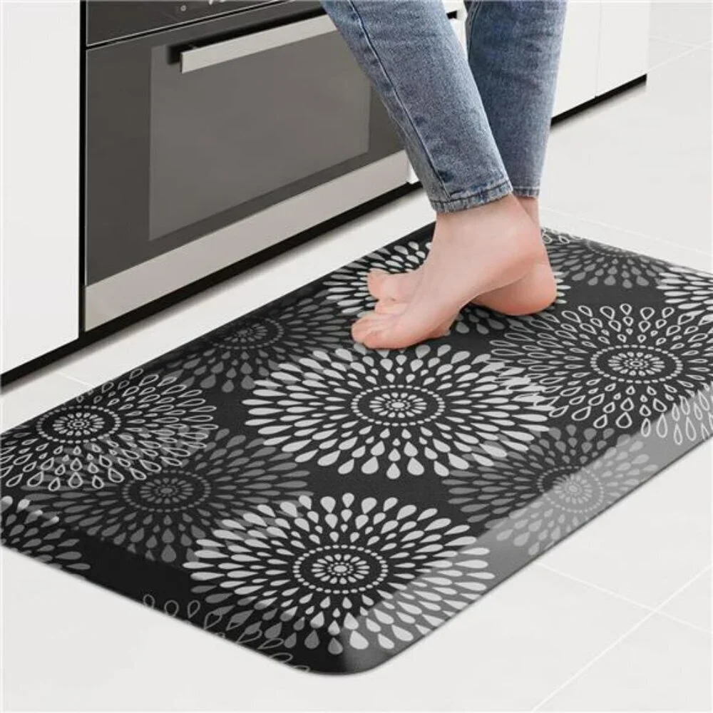 Black Anti Fatigue Kitchen Mat Cushioned Waterproof Non Slip Floor Rug 17x28